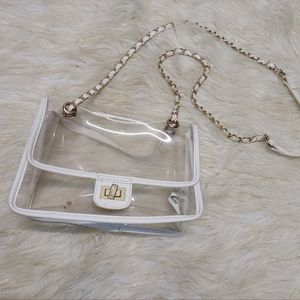 Clear Vinyl Shouder Purse w/ Chain Strap